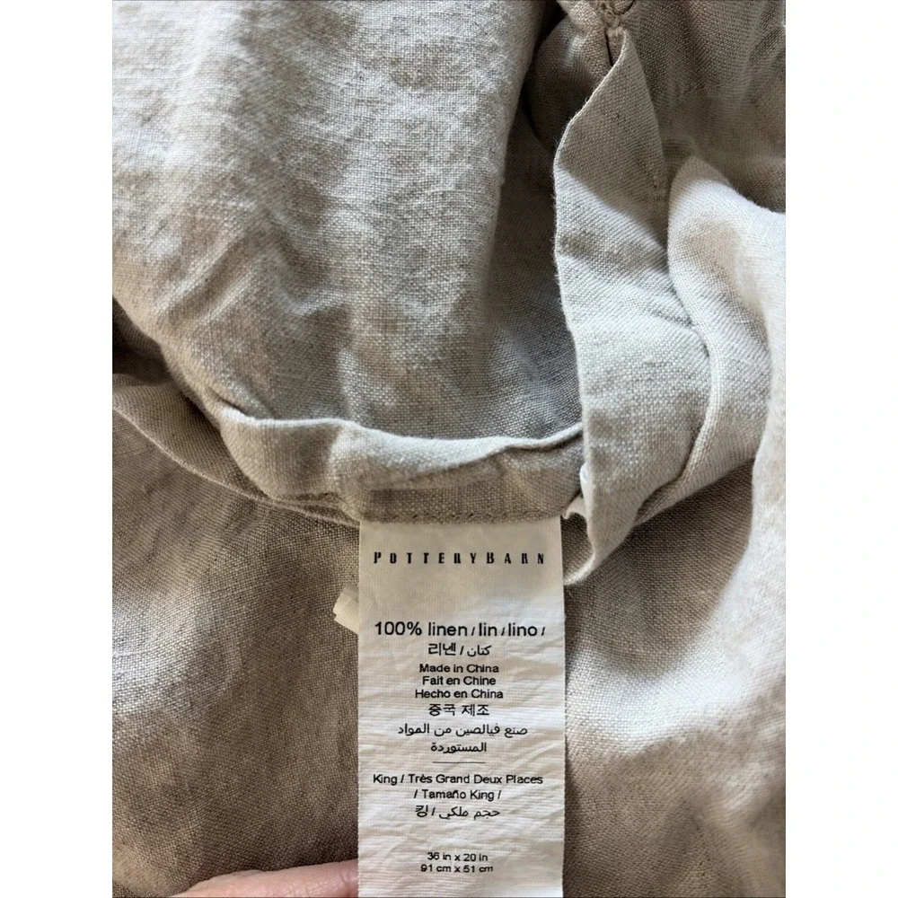 Pottery Barn Hemstitch King Sham Womens Size King Natural Flax Linen Pillowcase
